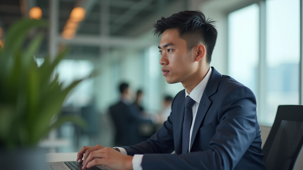 Young entrepreneur at desk facing business challenges and obstacles in workplace environment